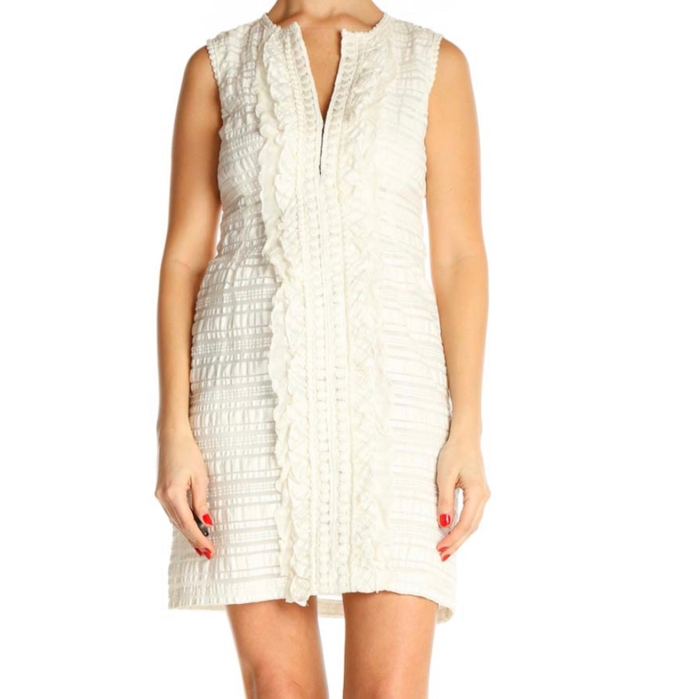 Nanette Lepore White Summer Knit Mini Dress Fully Lined Eyelet Size 4 EUC